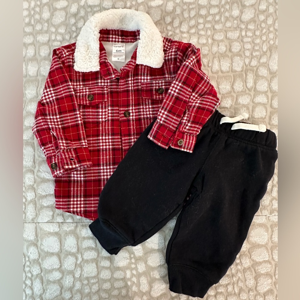 Boys 2 Piece Plaid Fleece Jacket/Sweats